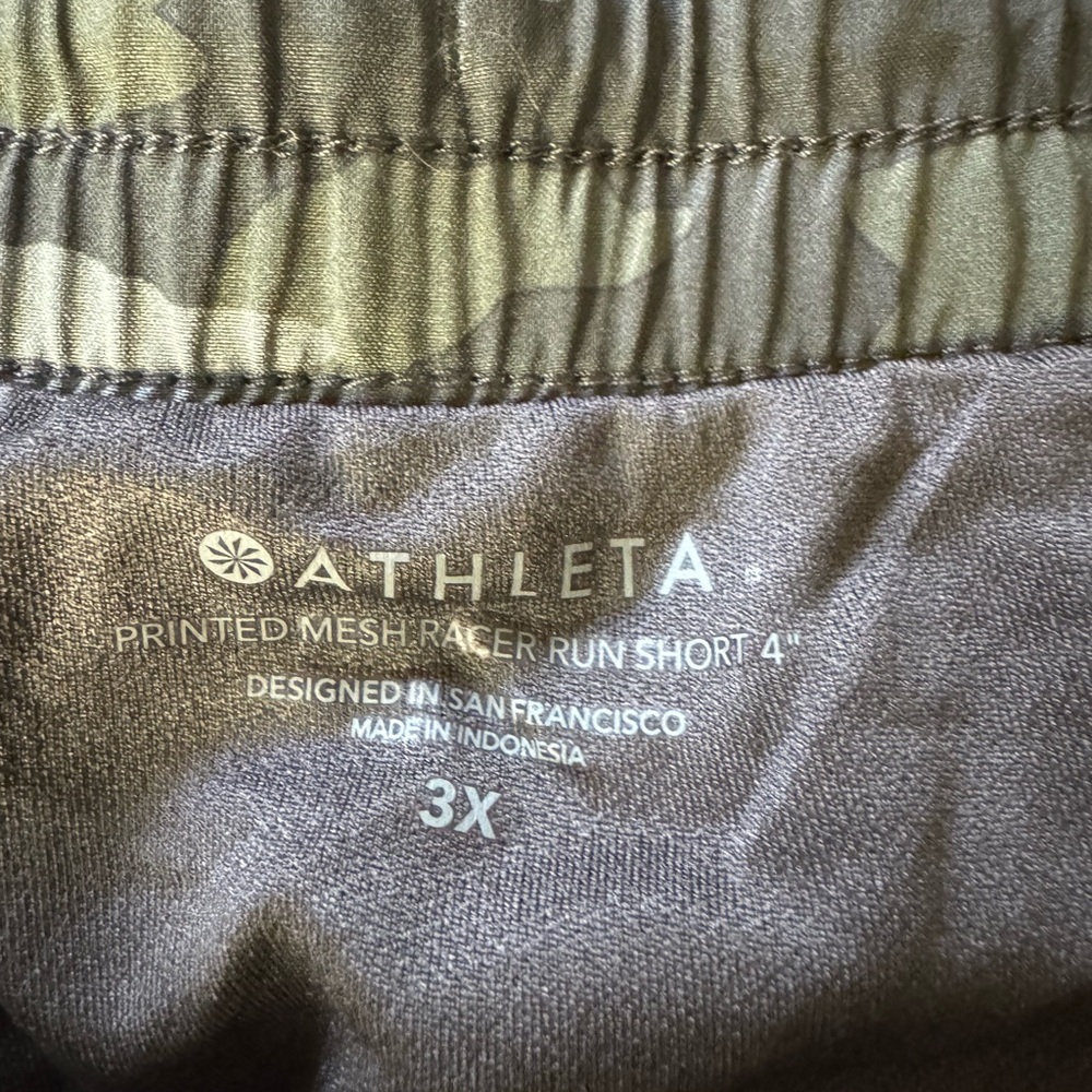 NWT Athleta Camo Printed Mesh Racer Run Short 4" Plus Size 3X Recycled Poly - Picture 5 of 14